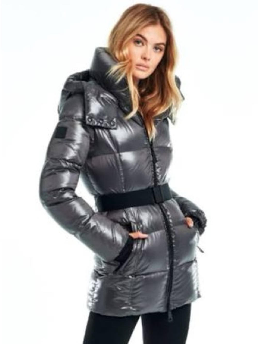 SAM. New York Soho Belted Down Puffer Jacket Metallic Gray/Gunmetal